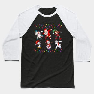 Dabbing Santa Elf Friends Christmas Baseball T-Shirt